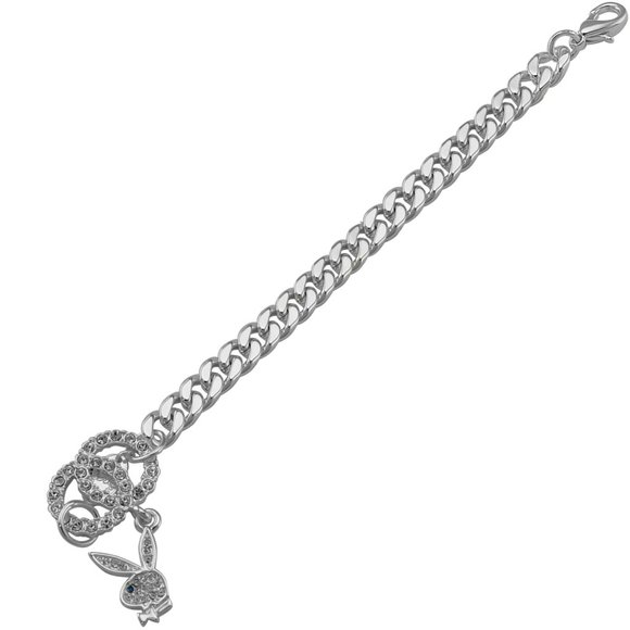 Playboy Bracelet Bunny Charm Swarovski Crystal Cuban Link Chain y2k NWT RARE NEW - Picture 11 of 13